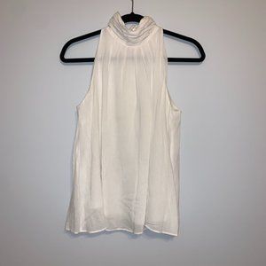 Essue White High Neck Flowy Blouse